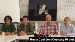 კოალიციის წარმომადგენლები (მარცხნიდან მარჯვნივ) ნინია კაკაბაძე, გიორგი დავითური, მამუკა ანდღულაძე და ლია ჩახუნაშვილი