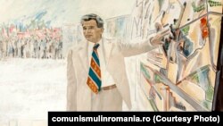 Vizită de lucru; autori: Ion Vinţan, Vladimir Setran, anii 1980. Sursa comunismulinromania.ro (MNIR)