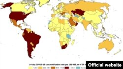 Moldova - rata de contaminare cu Covid-19 (număr de cazuri noi la 100 de mii de locuitori în ultimele 14 zile), ECDC, 31 iulie 2020