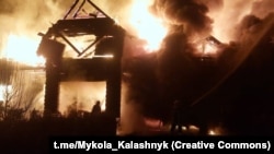 Украина - Руски дрон предизвика пожар во регионот на Киев, 25 февруари 2025 година.