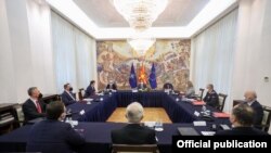 Скопје- членовите на Советот за безбедност на состанок кај претседателот Стево Пендаровски, ,1.02.2022