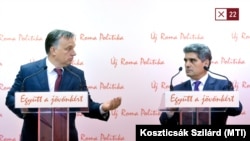 Orbán Viktor és Farkas Flórián sajtótájékoztatója 2014-ben