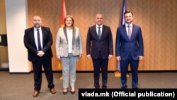 Амбасадор во НАТО Дане Талески, Министерката за одбрана Славјанка Петровска, Премиерот Димитар Ковачевски и Министерот за надворешни работи Бујар Османи