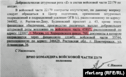 Izvod iz dokumenta Ministarstva odbrane u kojem se pominje jedinica GRU 45807