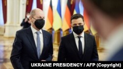 германскиот канцелар Олаф Шолц на средба со украинскиот претседател Володимир Зеленски. 14.02.2022. 