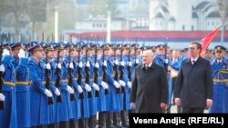 Predsednik Belorusije Aleksandar Lukašenko sa predsednikom Srbije Aleksandrom Vučićem tokom zvanične posete Beogradu, 3. decembar 2019. 