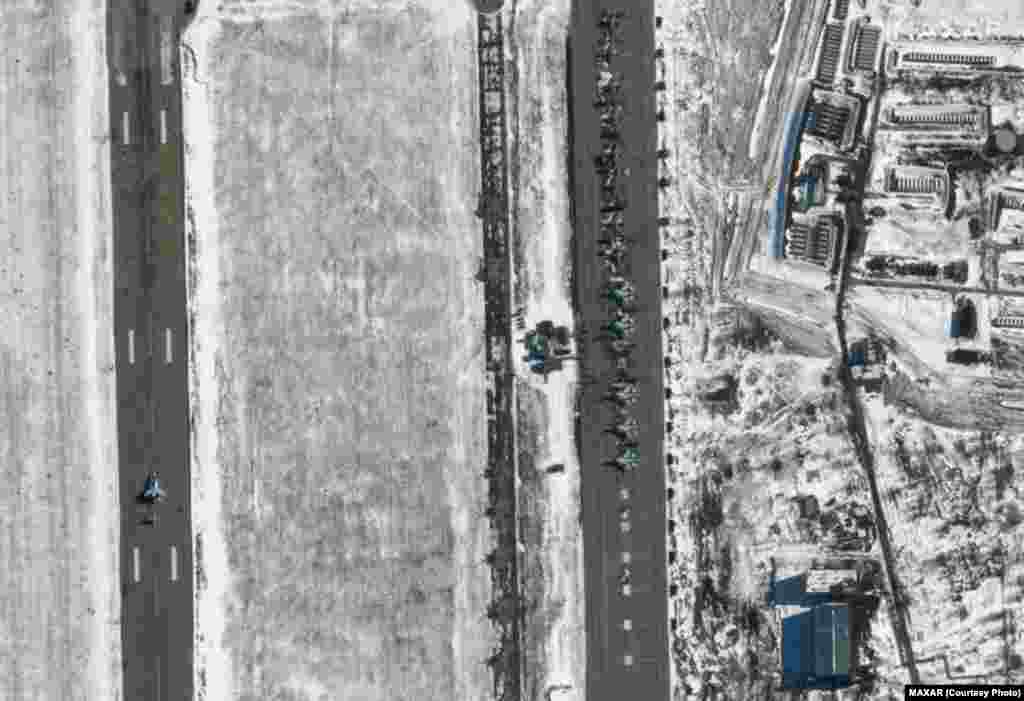 Another photo taken this week shows new helicopter and Su-25 aircraft deployments at Russia&#39;s Millerovo airfield, around 16 kilometers from Ukraine&#39;s border.&nbsp;