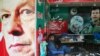 A vendor sits next to images of cricket star-turned-politician Imran Khan, chairman of Pakistan Tehreek-e Insaf (PTI) at a market in Islamabad on July 27.