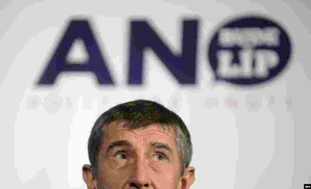 Чешкиот мултимилионер Андреј Бабиш на кампања на својата АНО партија во Прага. Бабиш е втор најбогат чех и ја поседува холдинг компанијата Агроферт. 