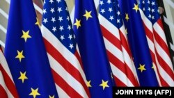 Илустративна фотографија - Знамиња на САД и ЕУ