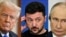 Donald Trump, Volodimir Zelenski și Vladimir Putin, colaj