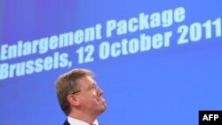 Štefan File, evropski komesar za proširenje, na konferenciji za novinare povodom izvještaja EK, Brisel, 12. oktobar 2011.