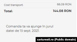 Pentru același colet cu destinația Germania, costul pentru transport ar fi de 40% din valoarea totală.