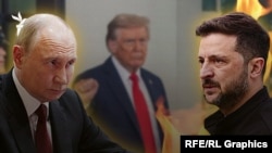 Владимир Путин, Дональд Трамп и Владимир Зеленский (коллаж)