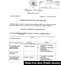 Dokument Vlade o korištenju državnog aviona u martu 2024 - Danilo Mandić upisan kao član obezbjeđenja Andrije Mandića