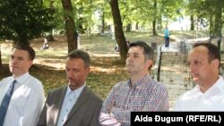 Pritisci zbog podrške smijenjenom kolegi: (s lijeva na desno) Semin Bećirbegović, Senad Maksić, Ismet Gavrankapetanović i Mirza Biščević 