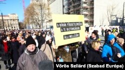 A február 22-i budapesti bírótüntetés résztvevői