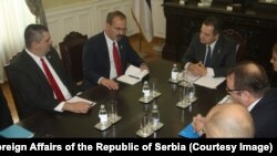 Tomas Zarzecki, ambasador SAD u Srbiji Entoni Godfri i Ivica Dačić na sastanku u Beogradu