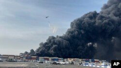 Incendiu în orașul-port din Iran, Bandar Abbas, 26 aprilie 2025.