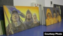 Диптих «Равнение» художника Асхата Ахмедьярова. Фото со страницы Саната Урналиева в социальной сети Фейсбук.