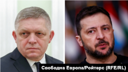 Kombinovana fotografija slovačkog premijera Roberta Fica i ukrajinskog predsednika Volodimira Zelenskog.