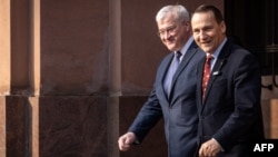 Ukrajinski ministar vanjskih poslova Andrij Sibiha i poljski ministar vanjskih poslova Radoslav Sikorski u Varšavi 12. marta 2025.