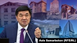 Коллаж: Мухаммедкалый Абылгазиев на фоне объектов имущества, которые, по данным ГКНБ, принадлежат бывшему премьер-министру. 