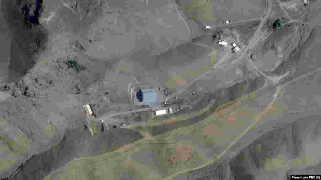 Buildings at the Tabriz site seen before and after Israeli strikes. The photo on the left was captured on June 3, the second photo was taken on June 16.