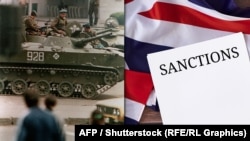 Слева – советские танки в Тбилиси в апреле 1989 года