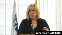 Dunja Mijatović na konferenciji za novinare u Podgorici, 2. juli 2014.