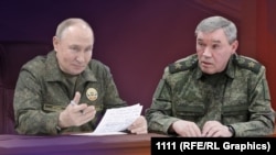 Коллаж: Путин слушает доклад Герасимова