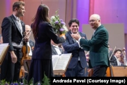 Dan Dediu, alături de directorul artistic Cristian Măcelaru, la deschiderea Festivalului George Enescu.