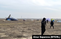 Место крушения самолёта Азербайджанских авиалиний под Актау, 27 декабря 2024 года