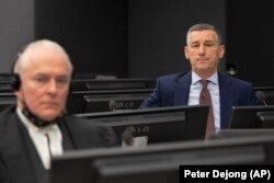 Kadri Veseli gjatë paraqitjes pranë Dhomave të Specializuara në Hagë.