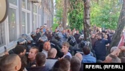 Novi Sad, Serbia--The police intervened to disperse the students and citizens from the protest in front of the blocked Faculty of Sports