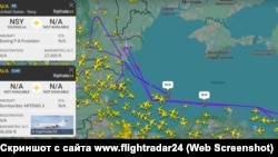 Полет разведывательных самолетов Artemis II и P-8 Poseidon над Черным морем 26 августа 2025 года. Скриншот с сайта www.flightradar24