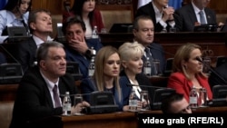 Stanković (prvi levo) na sednici Skupštine Srbije 16. aprila 2025.