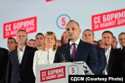 Kreu i LSDM-së, Venko Filipçe, gjatë fushtës për zgjedhjet lokale.