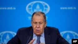 Ministri i Jashtëm rus, Sergey Lavrov, në konferencën e tij vjetore për media në Moskë. Rusi, 18 janar 2024.