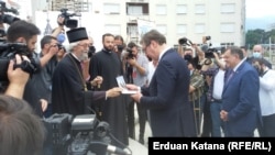 Aleksandar Vučić i Milorad Dodik u Banjaluci, na mjestu izgradnje hrama srpsko-ruskog prijateljstva