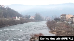Serbia-- The river Lim,pollution, Prijepolje, 10 January, 2019.