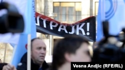 Sa protesta prosvetara u Beogradu, 2014.