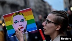 Tüntetés Budapesten a Pride felvonulást betiltó törvény ellen, 2025. március 25-én

