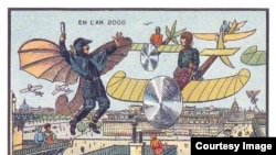 Inițial, sub forma unor cărți de joc închise în cutii de țigări și, mai târziu, sub formă de cărți poștale, aceste imagini pictate acum mai bine de 125 de ani prezentau lumea așa cum va fi în anul 2000.