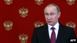 Президент России Владимир Путин на пресс-конференции в Москве. 11 апреля 2017 года.