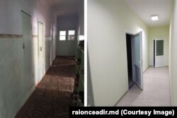 În 2018, la școala-internat de la Ceadîr-Lunga au avut loc lucrări de renovare. În imagine: unul din coridoarele instituției până la și după reparație.