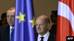 თურქეთის პრეზიდენტი რეჯეპ ტაიპ ერდოანი და გერმანიის კანცლერი ოლაფ შოლცი. ბერლინი. 17 ნოემბერი, 2023 წელი