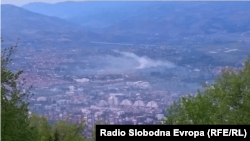 Загадување во Скопје: поглед од планината Водно. 