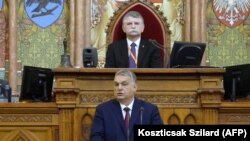 Orbán Viktor miniszterelnök a parlamentben 2021 február 15-én