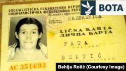 Mbetjet mortore të Fata Bektiqit u gjetën në një varr pranë Potoçarit në qershor të vitit 2021, ndërsa analiza e ADN-së dhe identifikimi përfunduan në janar të këtij viti. (Foto: Letërnjoftimi i Fata Bektiqit i lëshuar në kohën e ish-Jugosllavisë)